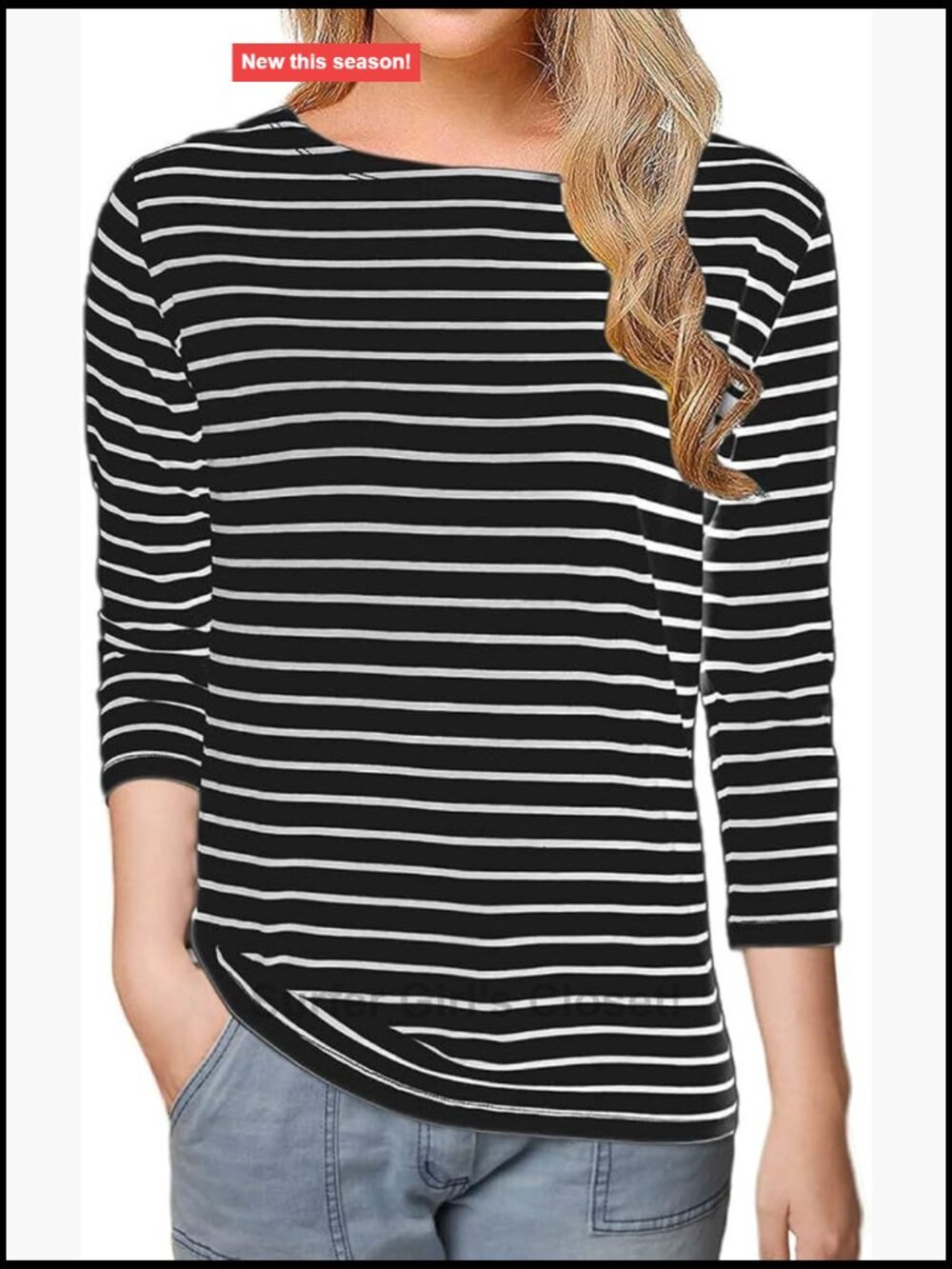 Women's Cotton Striped Long Sleeve Tee Boat Neck Casual Soft Breathable Top